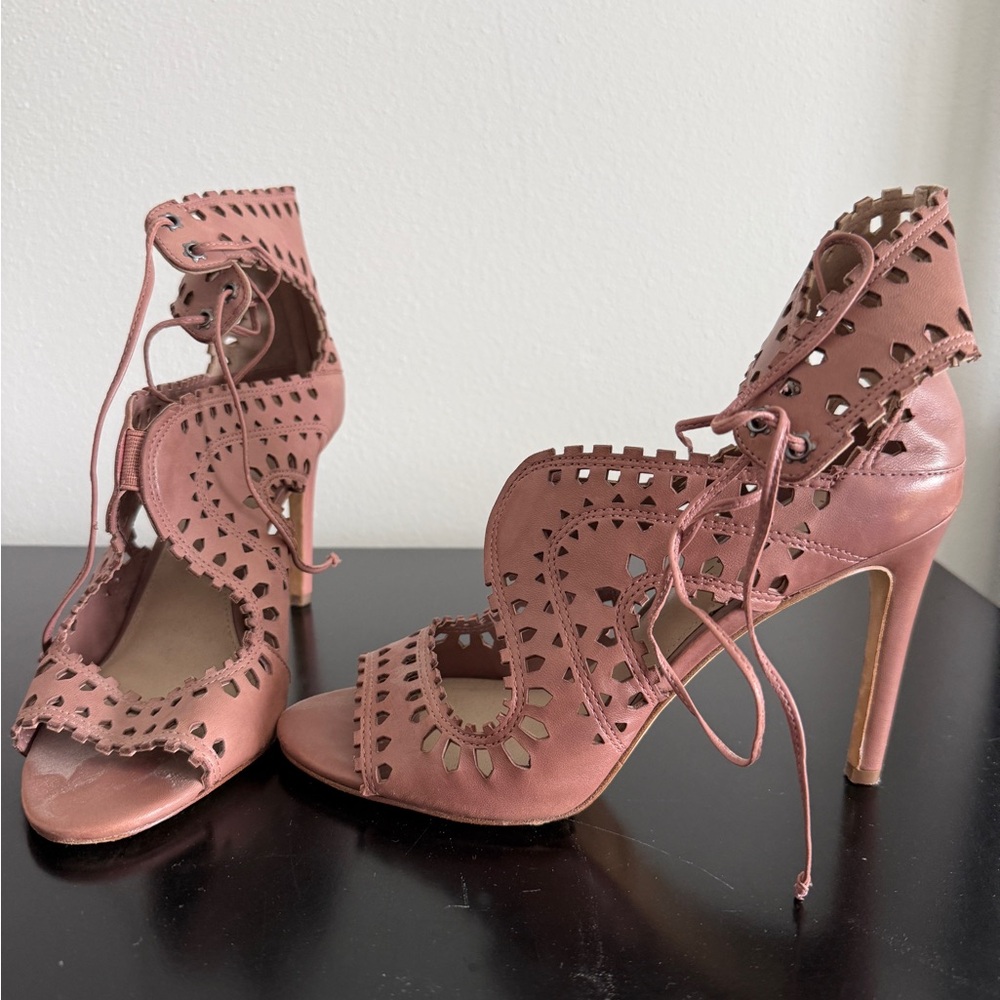 Via Spiga Leather Lace-Up Heels